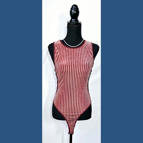 Tops - S Burgundy Velour Bodysuit